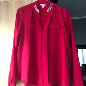 Candies red blouse with pearls